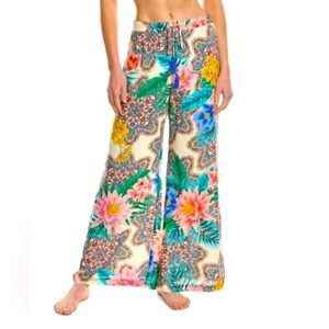 Johnny Was Multicolor Floral Wide Leg Pants